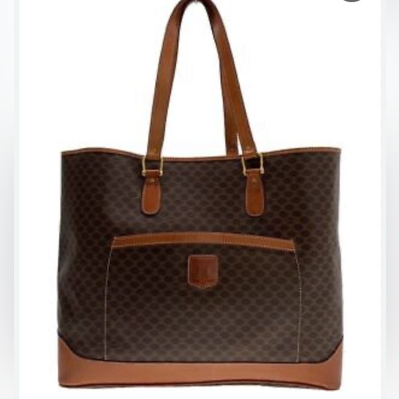 Celine Macadam Gran Sac Cabas LG Coated Canvas/Leather Open Vintage Tote - Picture 1 of 16